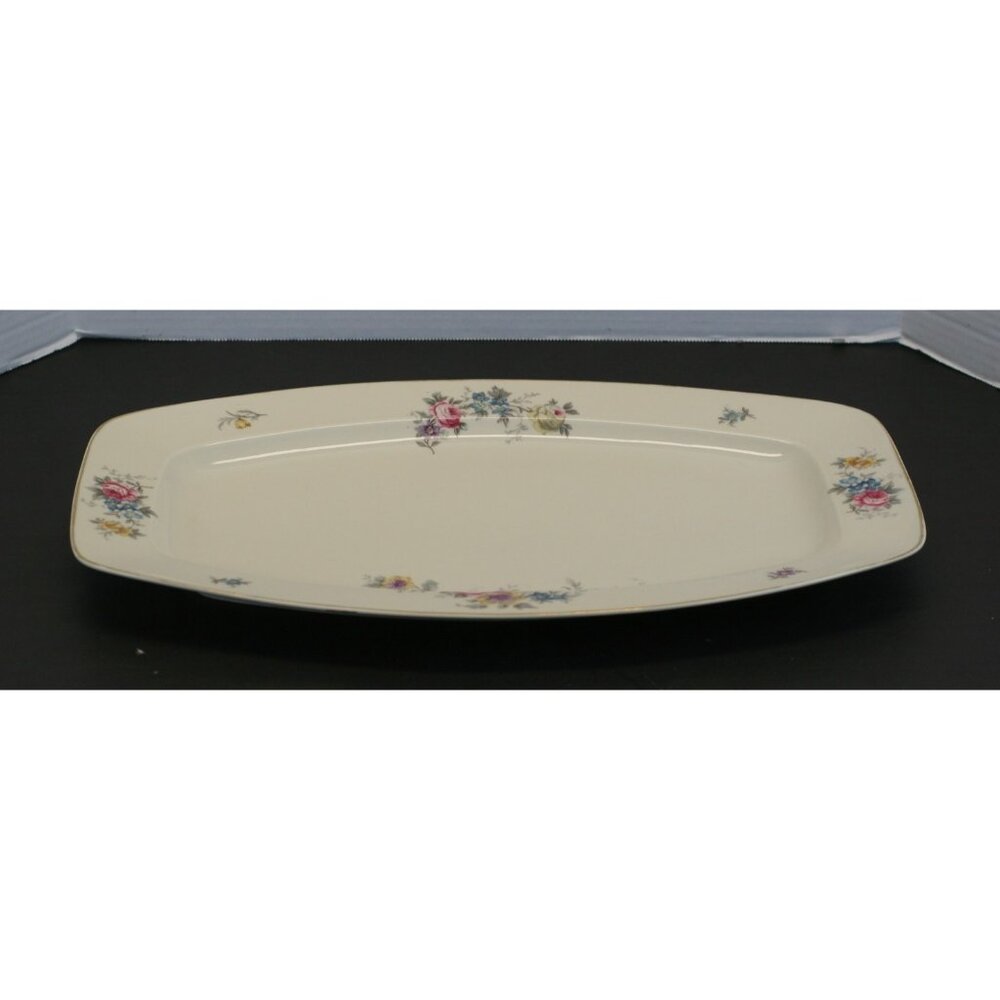 VTG Hutschenreuther Selb Bavaria Floral Porcelain Serving Platter 17.3” Gold Rim